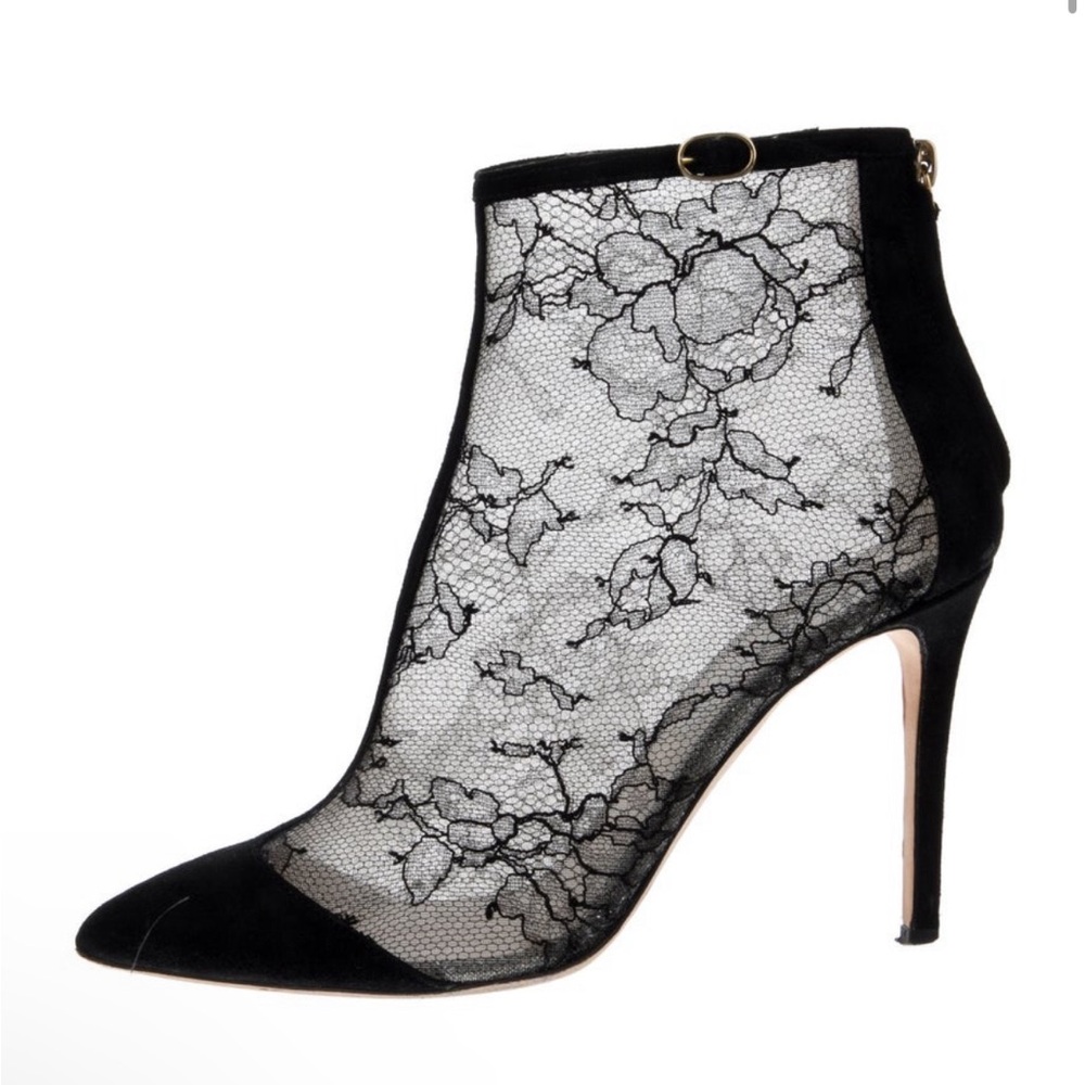 Monique Lhuillier black lace Ankle Boots